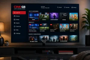 Smart IPTV app interface displayed on a Samsung smart TV screen