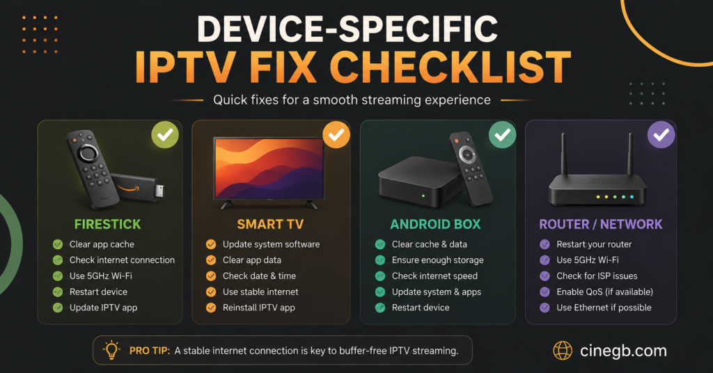 Device-Specific IPTV Fix Checklist