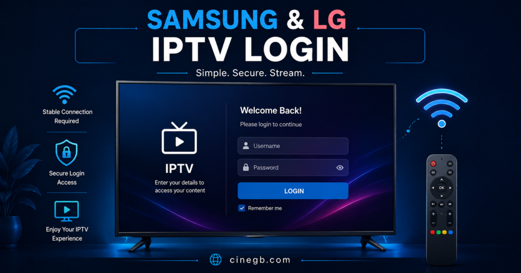 Samsung and LG IPTV Login Screen Illustration