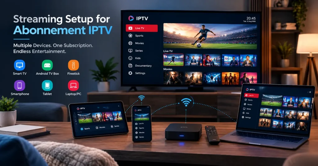 Streaming setup for abonnement iptv with multiple connected devices
